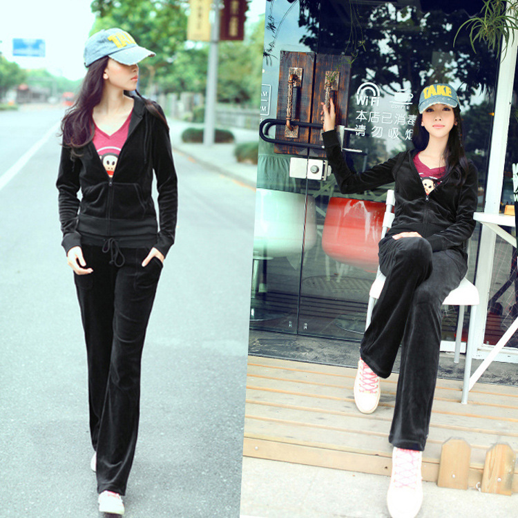 <em>女式</em>休闲<em>运动</em>服 天鹅绒<em>运动套装</em> 休闲套装 <em>淘宝</em>