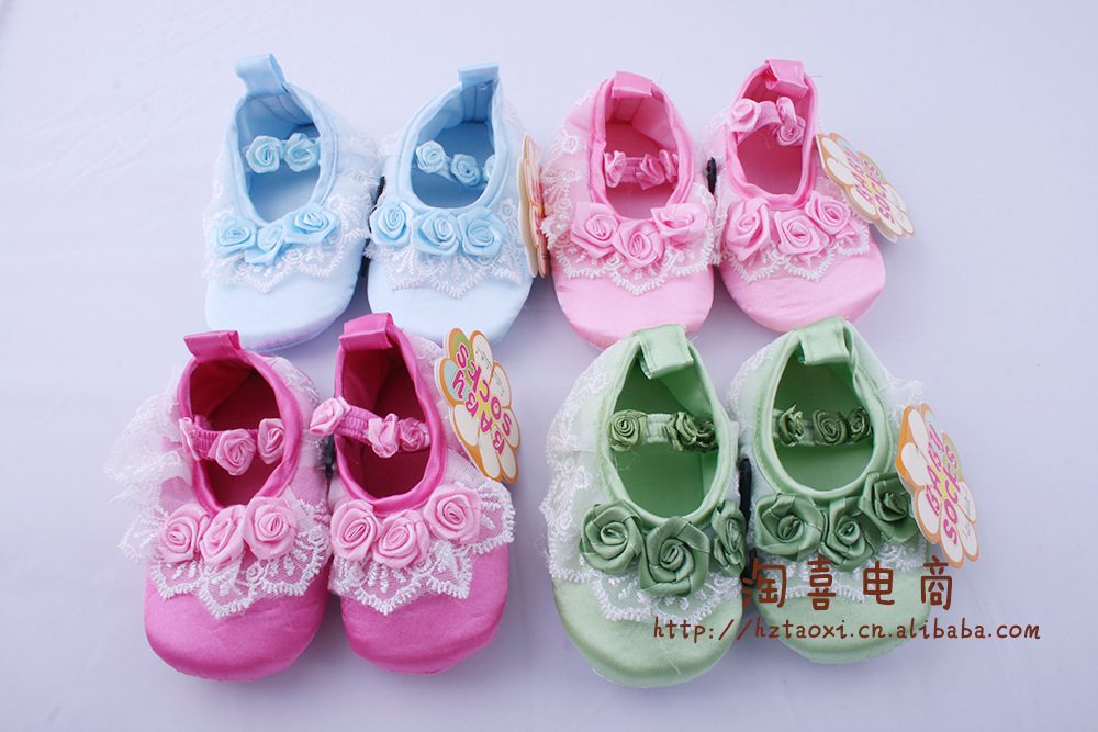 外貿款嬰兒鞋貨源爆款批發 玫瑰花多色寶寶學步鞋子 公主童單鞋