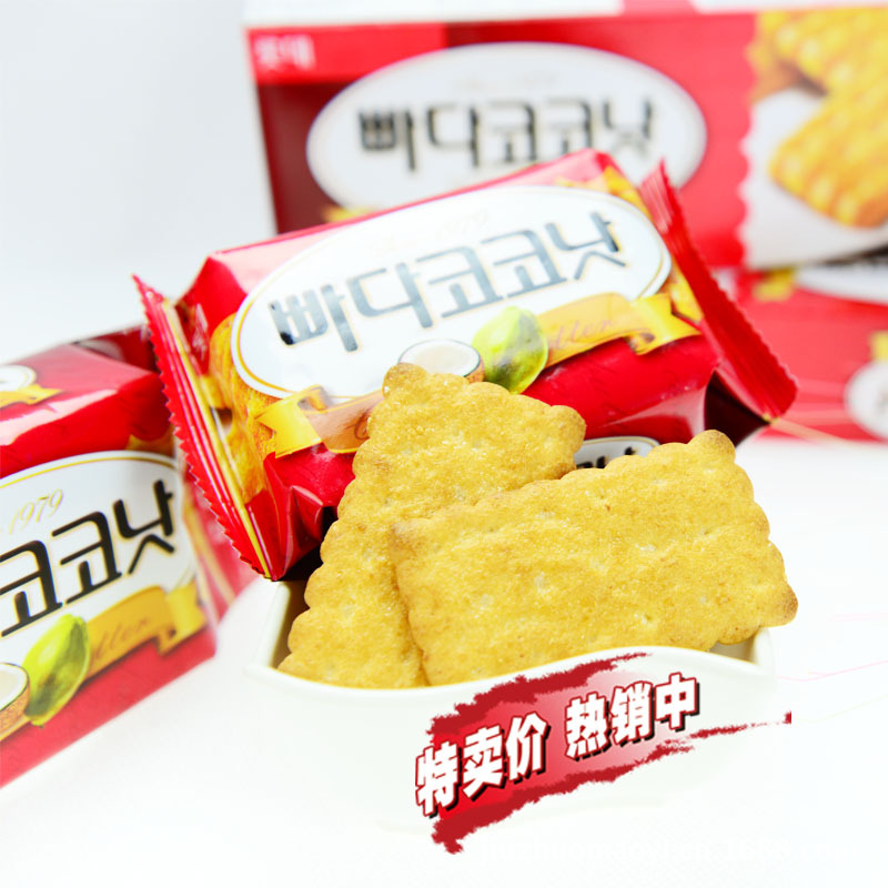 韩国进口食品批发 乐天蜂蜜椰奶饼干100g*30