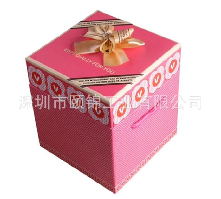 【带绳手提便携手工巧克力纸盒 正方体礼品纸