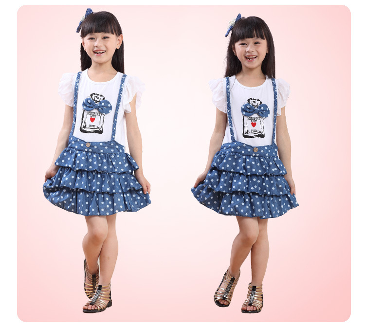 童卫衣-夏季新款 韩版女童装 圆点时尚蓬蓬裙 