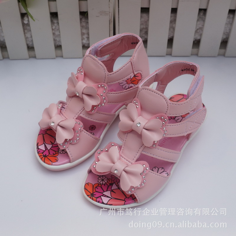 2014款童鞋 女童公主鞋 儿童凉鞋 韩版单鞋 粉色蝴蝶结款WK1303