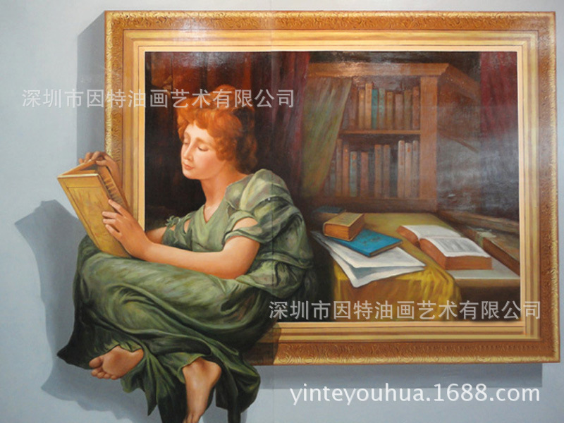 纯手工3D油画高端墙绘彩绘地画逼真写实3D立体画