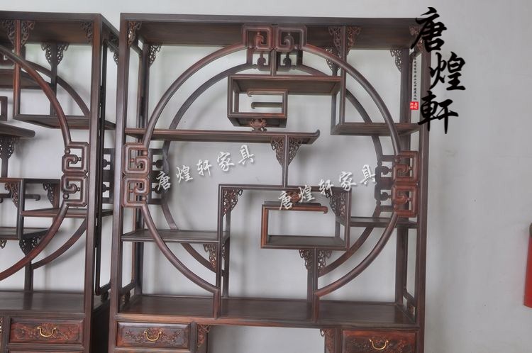 红酸枝外方内圆博古架 (9)