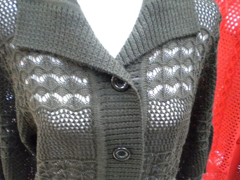 【厂家直销 艾莲卡中袖翻领<em>中老年羊毛衫</em>镂空