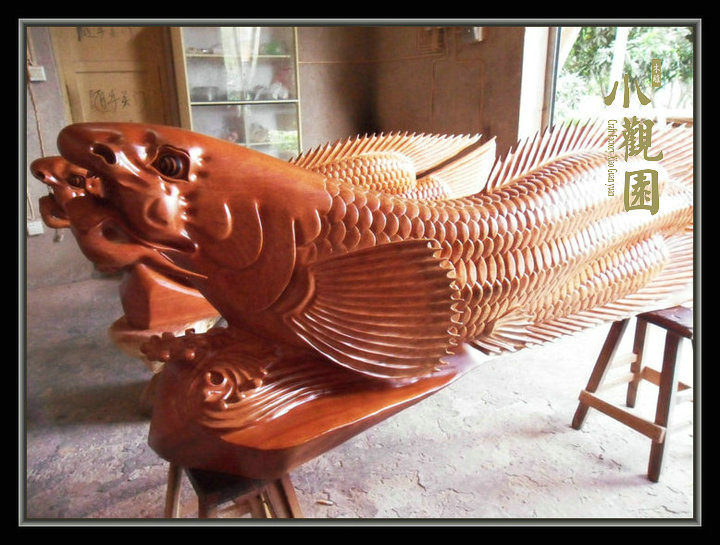 厂家直销 木雕工艺品 根雕工艺品 红木木雕金龙鱼 木雕金龙鱼图片_7