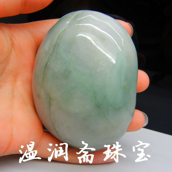 【缅甸翡翠A货油青寿星佬手玩件 广东翡翠玉器