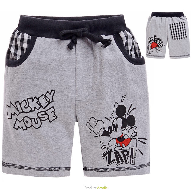 0051 日单卡通花灰色米奇印花纯棉毛圈<em>短裤</em>】