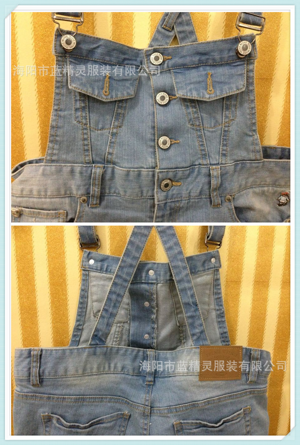 【现货小熊2013年春夏专柜同款<em>牛仔</em>背带<em>短裤</em>