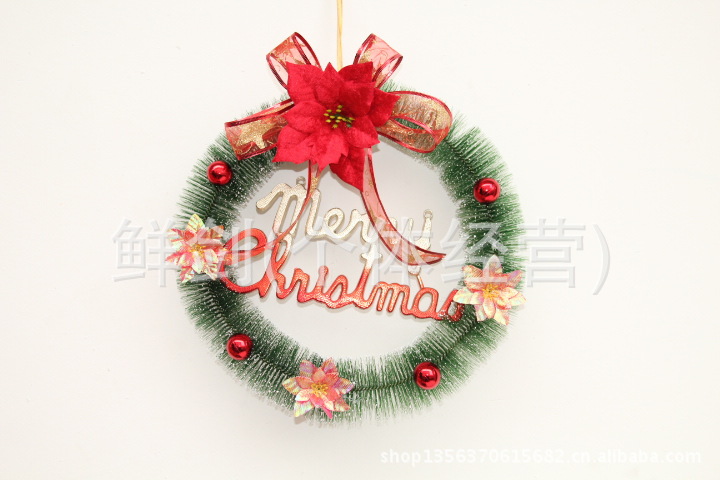 【厂家直销爆款merry christmas圣诞节装饰用品雪松圣诞花环批发】
