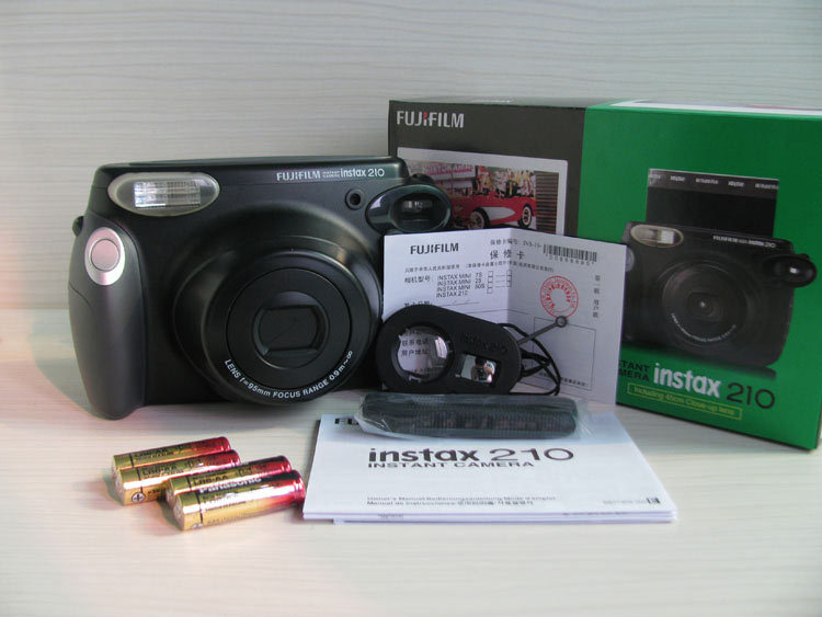 富士正品拍立得一次成像相机instax210宽幅黑色相机全新原装行货