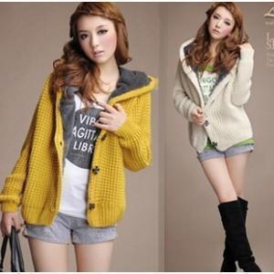2013新款韩版 宽松大码<em>短款</em>带帽 加厚 针织<em>开衫</em>