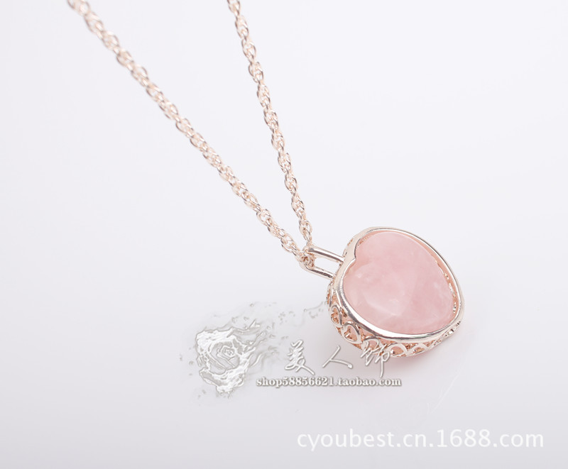 韩版时尚天然粉色石头 浪漫爱情的象征<em>女款</em>项
