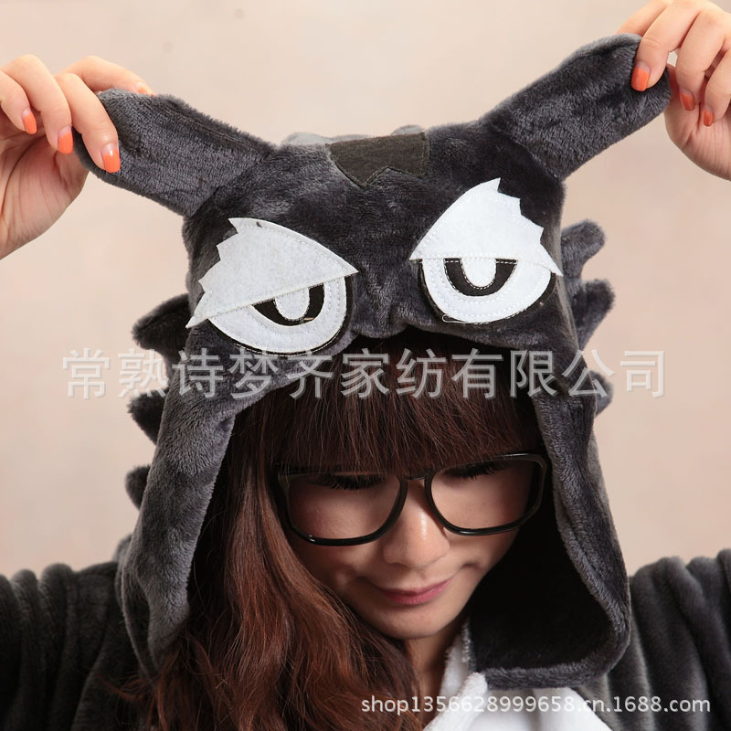 【珊瑚绒男女情侣<em>卡通连体睡衣</em>大灰狼<em>青蛙</em>蝙蝠