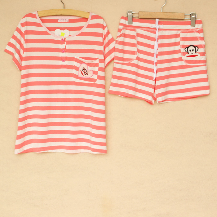 【卡通PINK<em>睡衣夏季</em>短袖<em>短裤女睡衣</em>家居服条