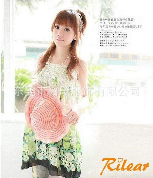 时尚波西米亚吊带大花裙