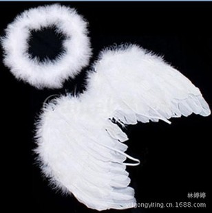 angel wings 6-12月婴儿天使羽毛翅膀道具丘比特羽毛头圈套装