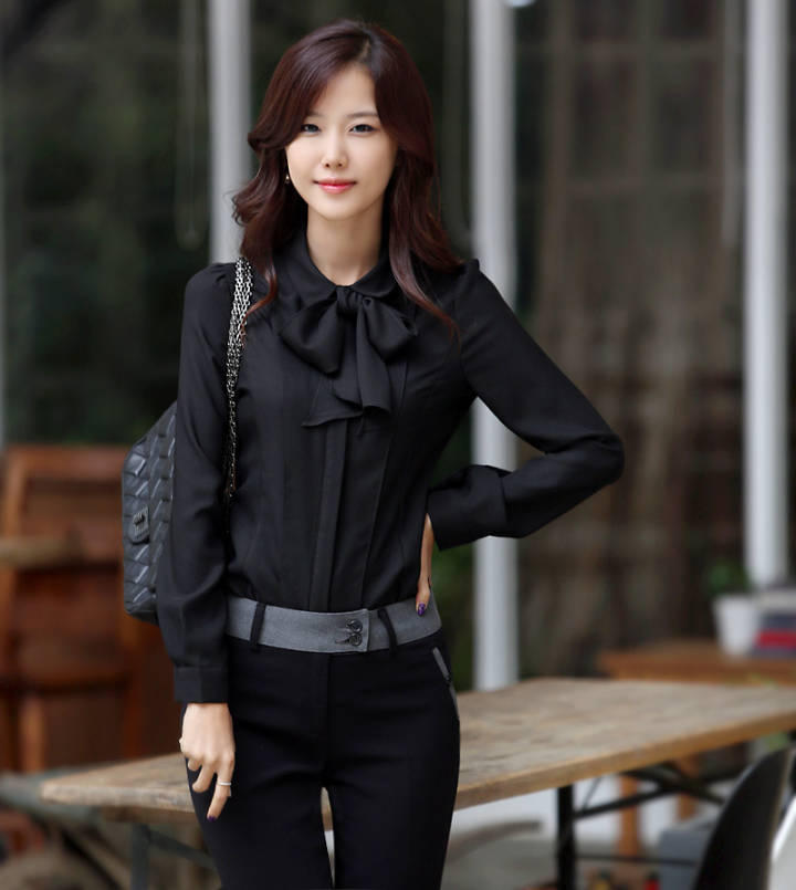 2013秋装新款 韩版<em>淑女气质</em>修身系带衬衫 图片
