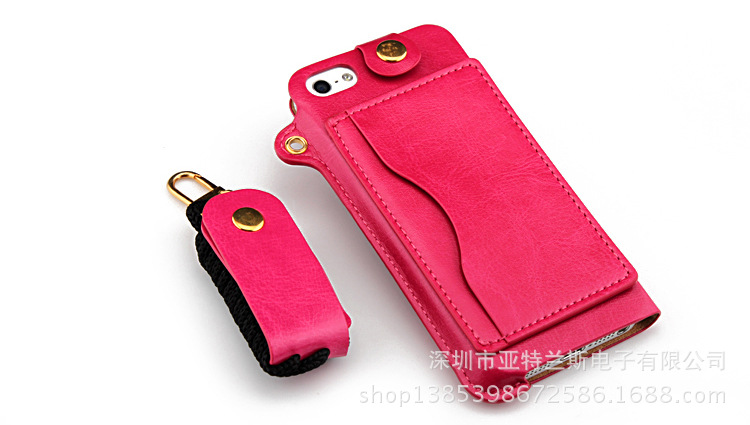 Iphone 5 5G 5S 5C掛繩支架皮套