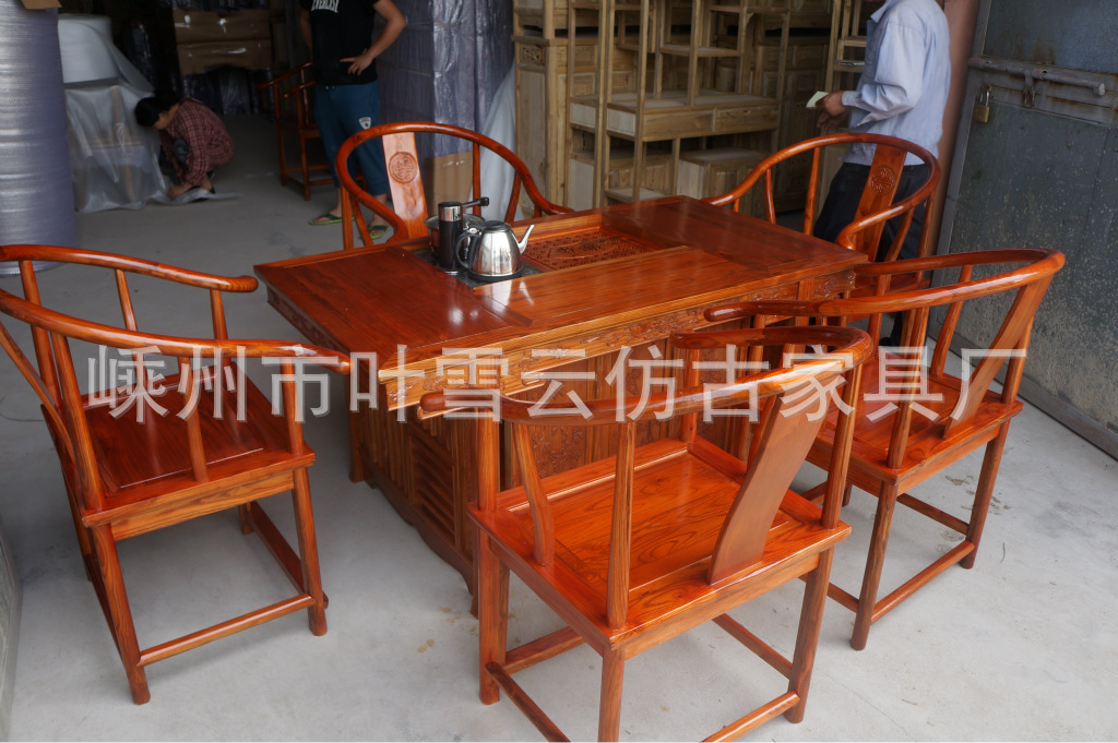 【实木茶桌茶台榆木茶艺桌 将军台 功夫茶桌仿