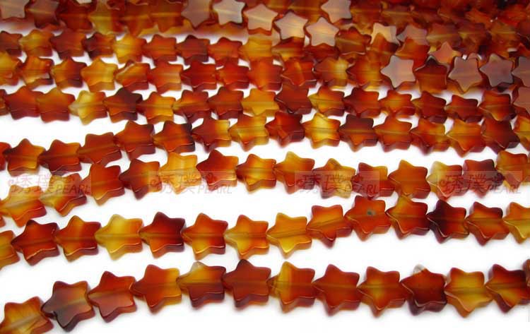DIY手工水晶饰品配件材料批发 天然红玛瑙五角