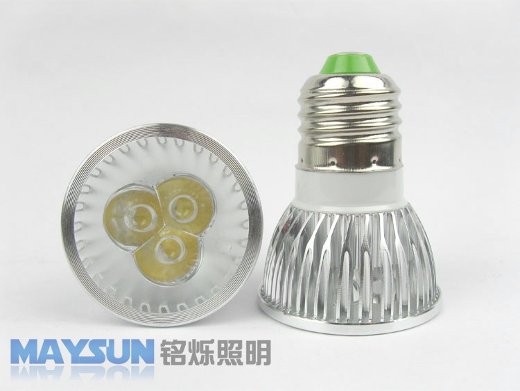 厂家直销 大功率LED射灯灯杯 3W连体透镜车铝