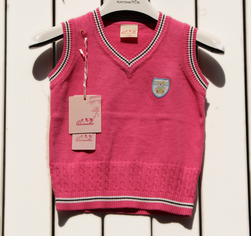 <em>外贸</em>童装批发纯棉<em>儿童</em>毛衣背心<em>针织马甲</em>女童坎