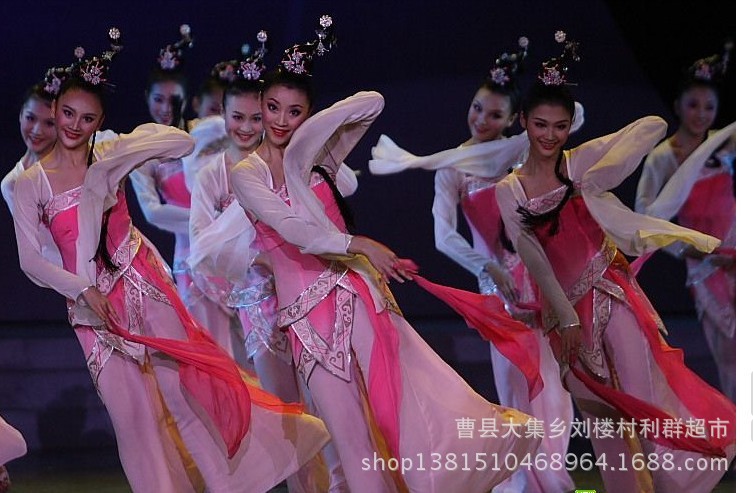 演出舞蹈摄影表演服装 传统民族汉族舞台古典七仙女长袖飞天古装