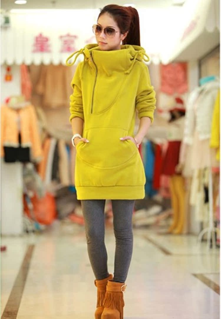 2013中长款套头<em>卫衣女韩版</em> 春秋冬装新款 图片