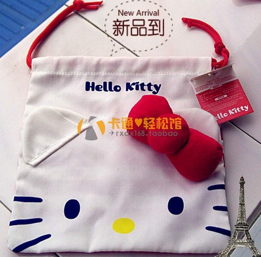 韓國正版代購 hello kitty 全棉抽繩束口袋 KT貓收納袋工廠,批發,進口,代購