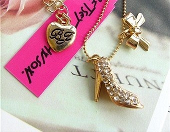 【<em>绯闻女孩</em>迷你袖珍 金色高跟鞋蝴蝶结 潮流 项