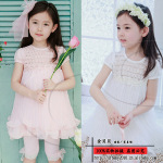 Swallowspeak韓版原單童裝 13夏季新款女童短袖連衣裙 雪紡百褶裙