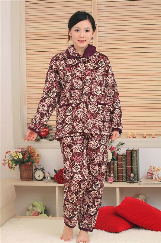 【<em>中老年女式</em>加<em>棉睡衣</em> 夹棉睡袄 小碎花家居服