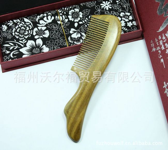 批发正品绿檀木梳子 yym3-3美发梳 精美檀香木梳