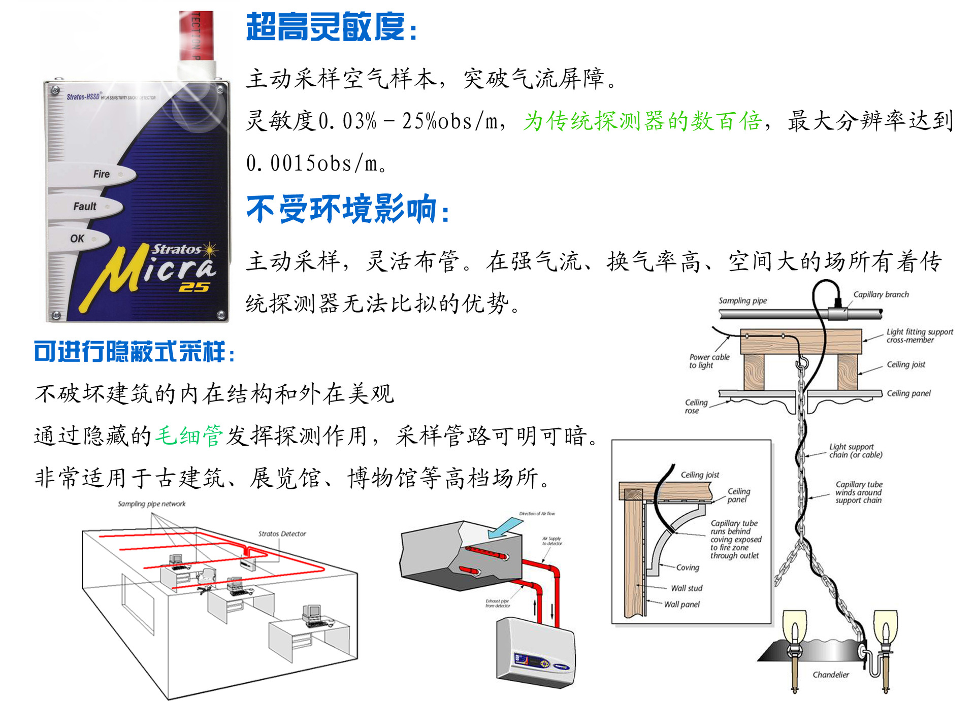 火警探测-吸气式感烟 极早期空气采样探测器 吸