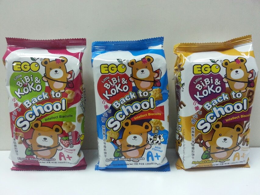 臺灣進(jìn)口嬰兒零食 EGO 小美與小可魔術(shù)棒餅干3味批發(fā) 80g 48包/箱