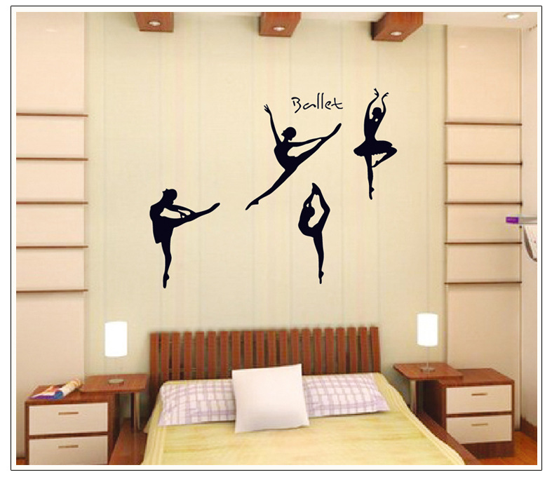 墙贴-芭蕾舞蹈贴纸 跳舞<em>女孩</em> 音乐舞蹈<em>艺术学校</em>