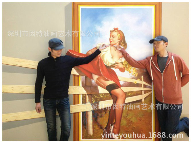 纯手工3D油画高端墙绘彩绘地画逼真写实3D立体画