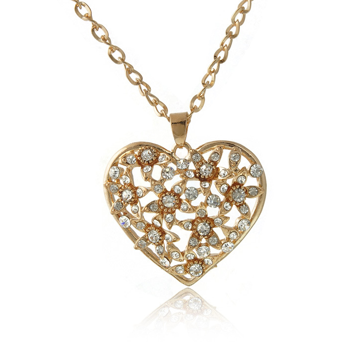 现货韩国饰品 复古<em>镂空</em>爱心<em>毛衣</em>链 花朵长款项