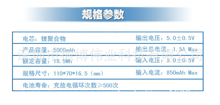 聚合物移动电源5000容量
