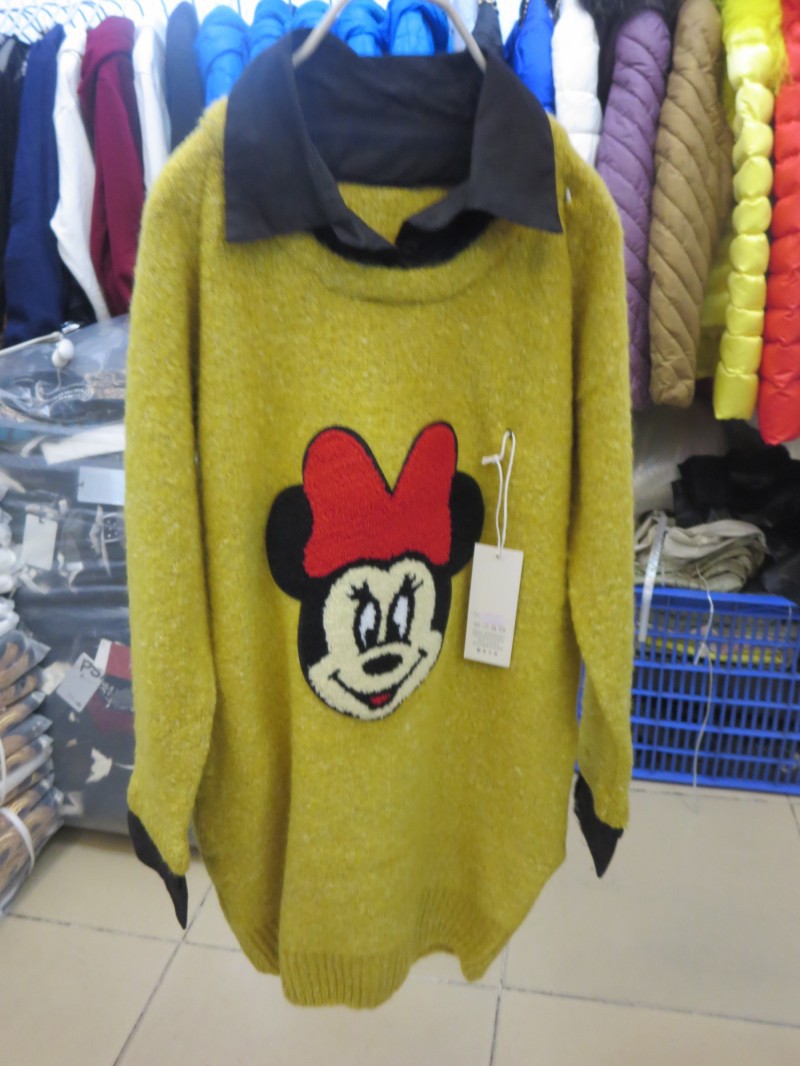 2014<em>春季女装</em>新款韩版<em>大版</em>翻领卡通毛衣 图片