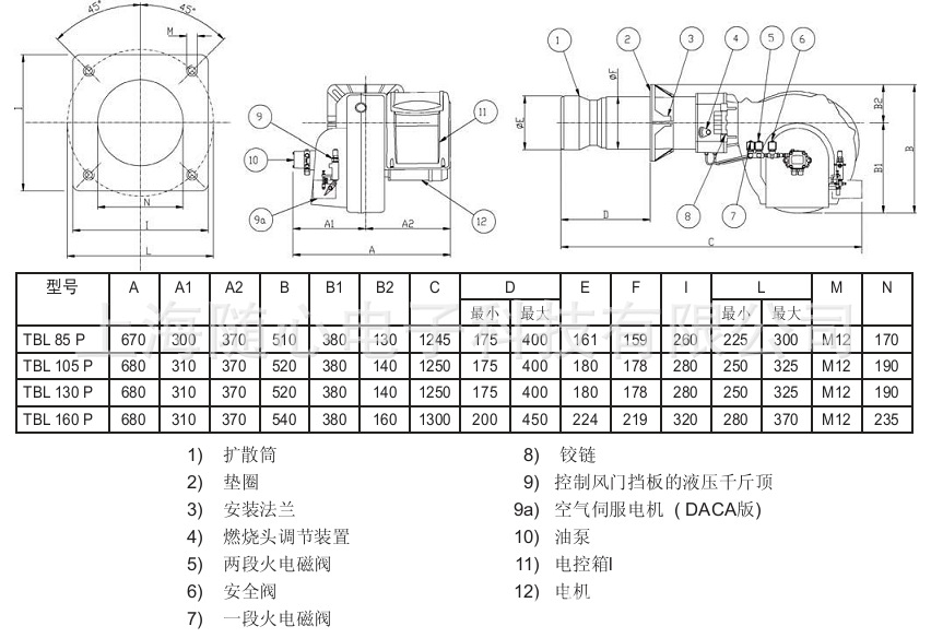 tbl160p 1600kw 二段火 柴油燃烧器 baltur/百得【意大利原装】