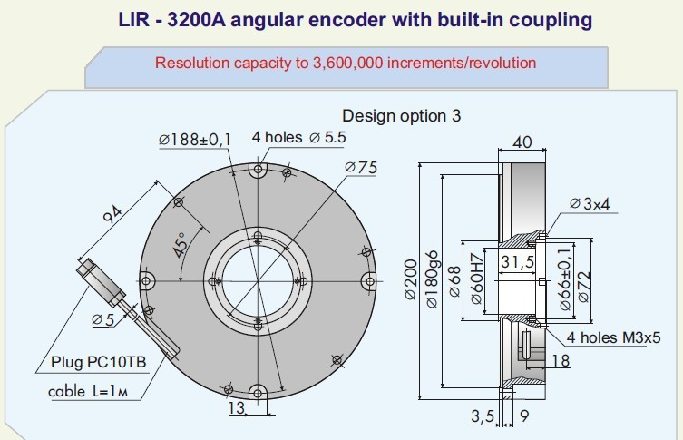 高精度编码器、大孔径编码器、高分辨率编码器;LIR3200A