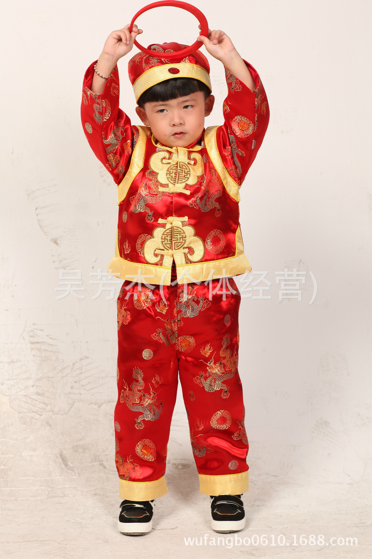 童套装-冬季儿童<em>男童</em>唐装<em>织</em>锦缎如意贺岁服、