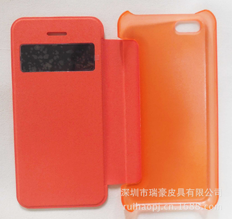 iphone5c 配透色殼 開窗皮套