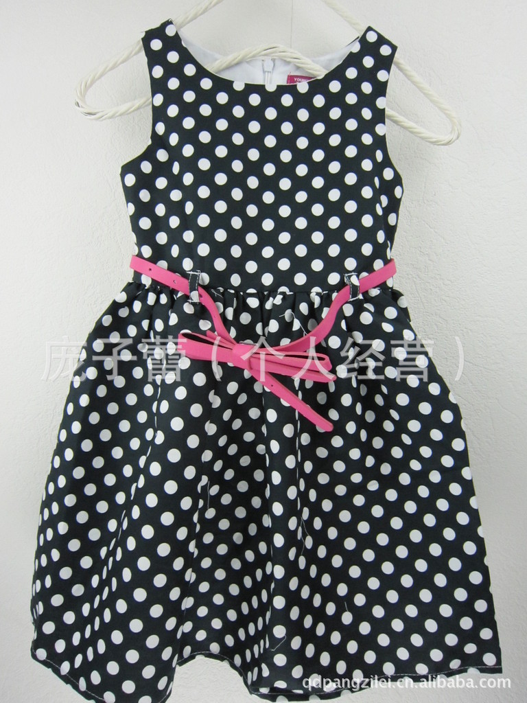 2013夏季童装新款 外贸丝绒儿童印花连衣裙 背