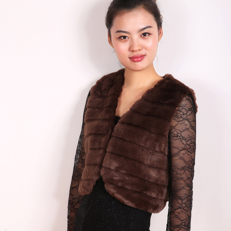 韩国时尚百搭<em>皮草马甲</em>外套 优质<em>高仿</em>兔毛<em>皮草</em>