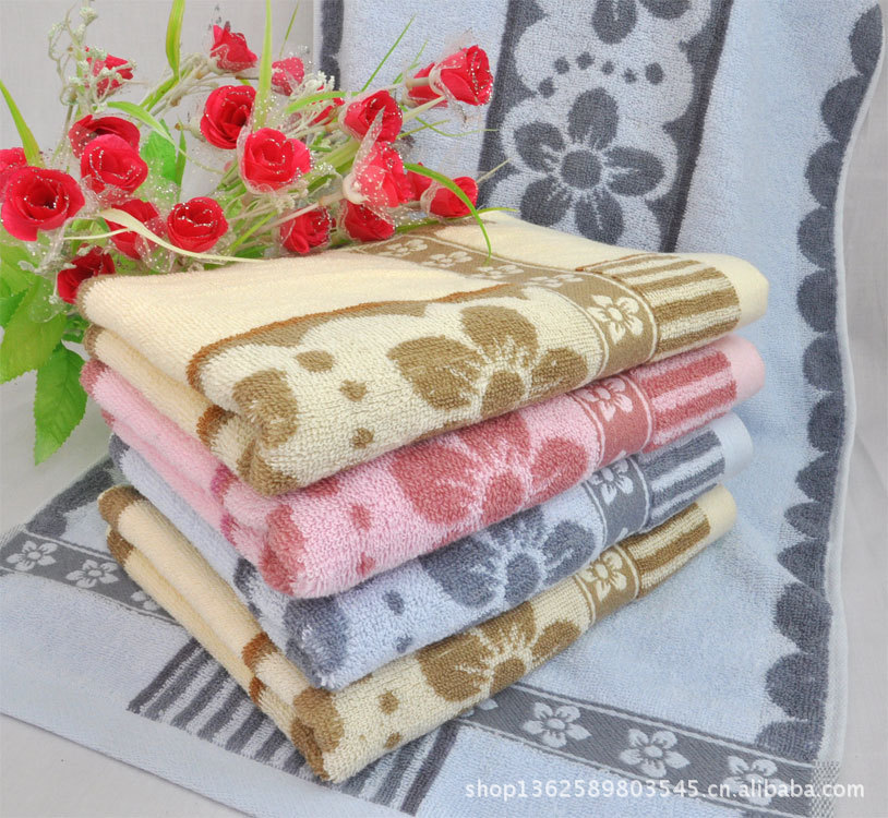 【高阳毛巾生产厂家直销\/全棉提花梅花大三条