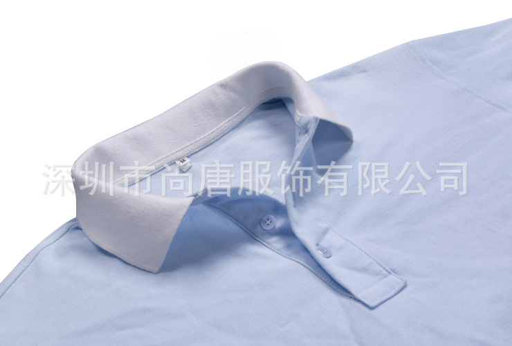 素色POLO系列之全棉蓝双珠配白色领j (2)
