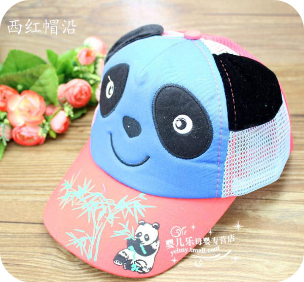 批发采购帽子-新款韩版熊猫网布鸭舌帽棒球婴